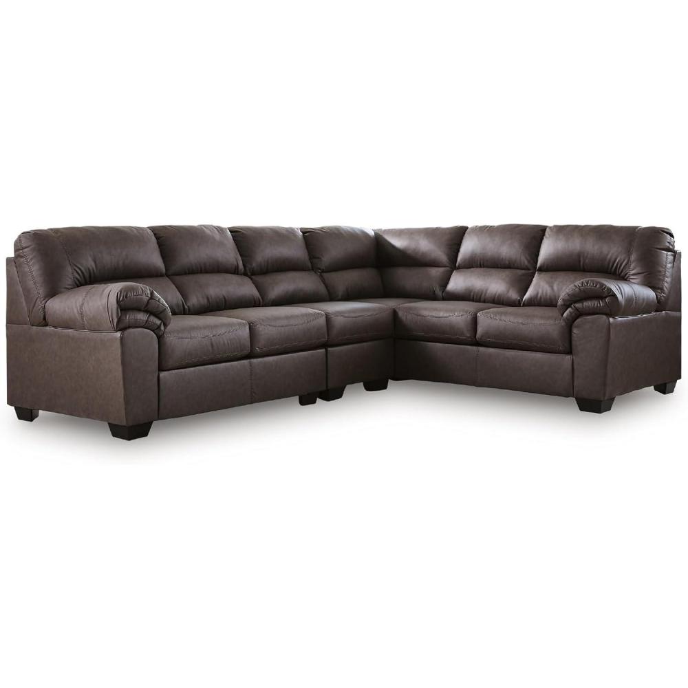 imageSignature Design by Ashley Whitlock LShape LeftArm Facing Contemporary Faux Leather 3Piece Sectional with Removable Cushion Dark BrownUmber