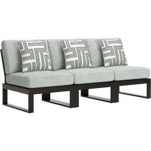 Signature Design by Ashley Beachloft Symmetrical Casual 5-Piece Outdoor Sectional with Cushion and 5 Throw Pillows, Light Gray(3-Piece Outdoor Sectional)