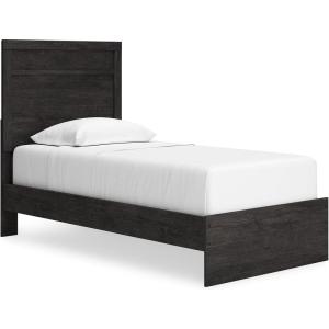 Signature Design by Ashley Belachime Rustic Twin Panel Bed, Foundation or Box Spring Needed, Gray(Charcoal)