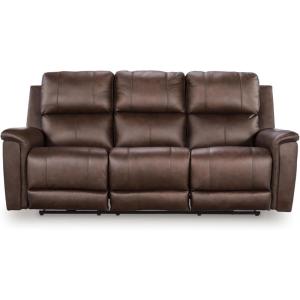 Signature Design by Ashley Beryton Power Reclining Sofa with Adjustable Headrest, USB-A & USB-C Charging, One-Touch Reclining, Leather, 85″ W x 41″ D x 43″ H, Brown(Power Reclining Sofa)