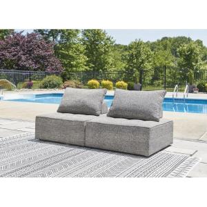 Signature Design by Ashley Bree Zee Right-Arm Facing Modern 4-Piece Outdoor Sectional with Tufted Cushion, Gray(2-Piece Outdoor Sectional)