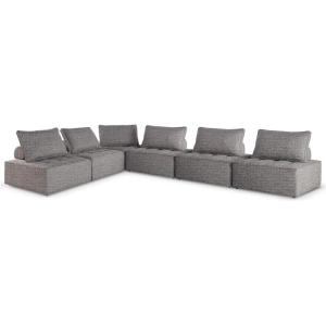 Signature Design by Ashley Bree Zee Right-Arm Facing Modern 4-Piece Outdoor Sectional with Tufted Cushion, Gray(6-Piece Outdoor Modular Seating)