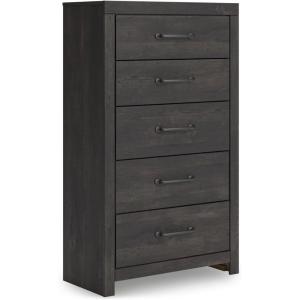 Signature Design by Ashley Brinxton Urban Smooth-Gliding 7-Drawer Dresser and Mirror with Safety Stop, Gray(Dark Gray)