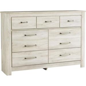Signature Design by Ashley Brinxton Urban Smooth-Gliding 7-Drawer Dresser and Mirror with Safety Stop, Gray(Whitewash)