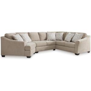 Signature Design by Ashley Brogan Bay Casual Anti Sag U-Shaped Left-Arm Facing 3-Piece Sectional with Cuddler and Loose Seat Cushions and 6 Accent Pillows, Beige(Left Hand Facing)