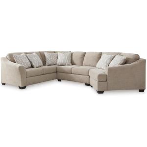Signature Design by Ashley Brogan Bay Casual Anti Sag U-Shaped Left-Arm Facing 3-Piece Sectional with Cuddler and Loose Seat Cushions and 6 Accent Pillows, Beige(Right Hand Facing)