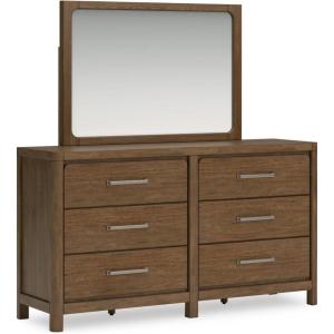Signature Design by Ashley Cabalynn Casual Queen Upholstered Bed, Foundation or Box Spring Needed, Beige(Dresser and Mirror)