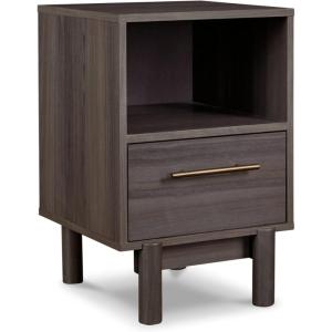 Signature Design by Ashley Calverson Rustic 2-Drawer Nightstand with Storage and Bar Pulls, Dark Brown(Grayish Brown)