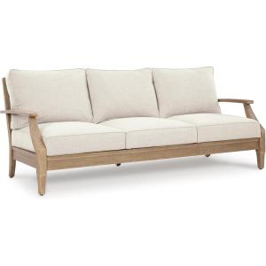 Signature Design by Ashley Clare View Symmetrical Contemporary 3-Piece Outdoor Sectional with Cushion and 6 Throw Pillows, Beige(Linen)