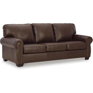 Signature Design by Ashley Colleton Classic Leather Match Sofa with Nailheads, Dark Brown