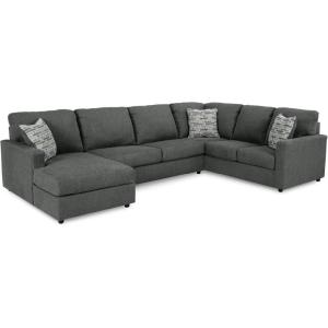 Signature Design by Ashley Edenfield Coastal Left-Arm Facing 3-Piece Sectional with Chaise, Loose Seat Cushions and 3 Throw Pillows, Beige(Charcoal)