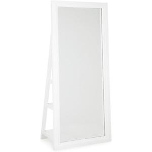 Signature Design by Ashley Evesen Modern Full Length Thick Framed Floor Standing Mirror with LED Lights and 3 Shelves, White