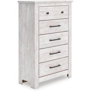 Signature Design by Ashley Fenderport Vintage Casual Nightstand with Two Drawers, USB Charging, Bronze Knobs, Wood, 24.92″ W x 15.98″ D x 25.04″ H, Whitewash(Chest of Drawers)