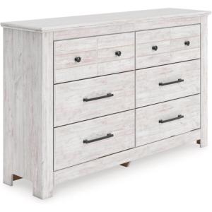Signature Design by Ashley Fenderport Vintage Casual Nightstand with Two Drawers, USB Charging, Bronze Knobs, Wood, 24.92″ W x 15.98″ D x 25.04″ H, Whitewash(Dresser)