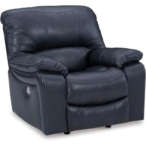 Signature Design by Ashley First Base Contemporary Faux Leather Manual Reclining Loveseat, Gray(Blue)