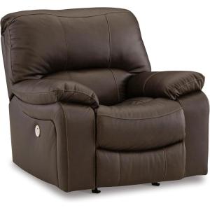 Signature Design by Ashley First Base Contemporary Faux Leather Manual Reclining Loveseat, Gray(Brown)
