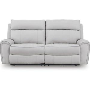 Signature Design by Ashley Grafton Pike Straight Contemporary 3-Piece Power Reclining Sectional with Adjustable Headrest and USB Charging Ports, Light Gray(2-Piece Reclining Loveseat)