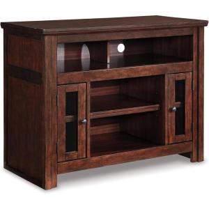 Signature Design by Ashley Harpan Traditional TV Stand Fits TVs up to 70″, 3 Adjustable Shelves, 2 Storage Cabinets, Brown(Small)