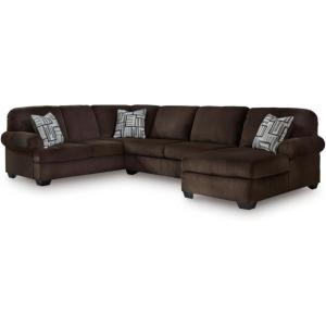 Signature Design by Ashley Landsings Straight Casual 2-Piece Super Chaise with Removable Cushion and Rolled Arm, Dark Brown(Right Hand 3-Piece Sectional with Chaise)