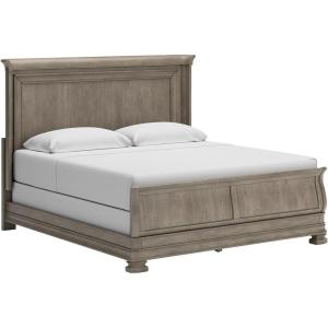 Signature Design by Ashley Lexorne Traditional King Sleigh Bed, Foundation or Box Spring Needed, Light Gray(California King Sleigh Bed)
