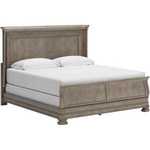 Signature Design by Ashley Lexorne Traditional King Sleigh Bed, Foundation or Box Spring Needed, Light Gray(King Sleigh Bed)
