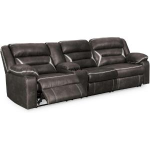 Signature Design by Ashley Modern Kincord L-Shape Symmetrical Faux Leather 3-Piece Power Reclining Sectional with Cup Holder and USB Charging Ports, Dark Brown(Left Arm Rest)