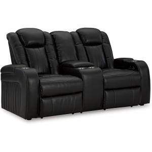 Signature Design by Ashley Next-Gen DuraPella Contemporary Faux Leather Modular Wall Hugger 3-Piece Power Reclining Sectional Loveseat with Console, Adjustable Headrest and USB Ports, Gray(Black)