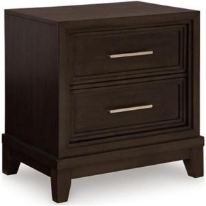 Signature Design by Ashley Neymorton Contemporary 2 Drawer Nightstand with Felt-Lined Top Drawer, Dark Brown