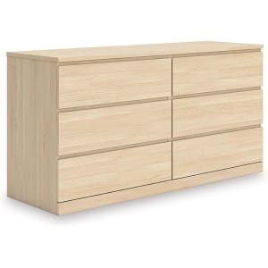 Signature Design by Ashley Onita Contemporary 6-Drawer Dresser with Ash Finish, Light Brown(Light Brown)