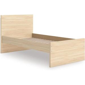 Signature Design by Ashley Onita Minimalist 4-Drawer Full Platform Bed with 2 Side Storage, Foundation or Box Spring Not Needed, White(Light Brown)