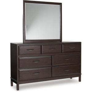 Signature Design by Ashley Parlayon Modern 6-Drawer Dresser and Mirror with Anti-Tipping Restraint, Black(Dark Brown)