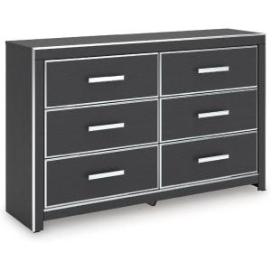 Signature Design by Ashley Ravalori Contemporary 6-Drawer Dresser with Wood Finish, Black(Black)