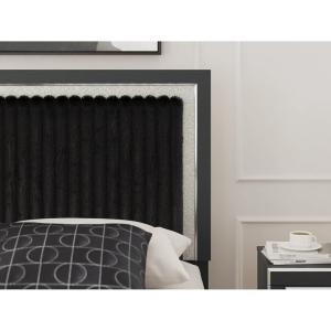 Signature Design by Ashley Ravalori Contemporary Upholstered Panel Headboard with Adjustable Height, Queen, Black(Black)