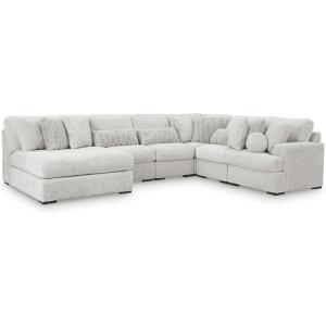 Signature Design by Ashley Snodoodle Straight Contemporary 3-Piece Sectional with Removable Cushion and Reversible Cushion, White(Left Hand 6-Piece Sectional with Chaise)