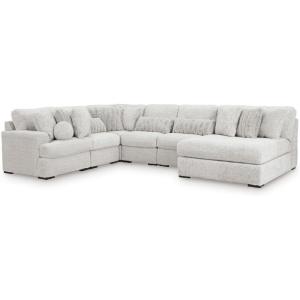 Signature Design by Ashley Snodoodle Straight Contemporary 3-Piece Sectional with Removable Cushion and Reversible Cushion, White(Right Hand 6-Piece Sectional with Chaise)