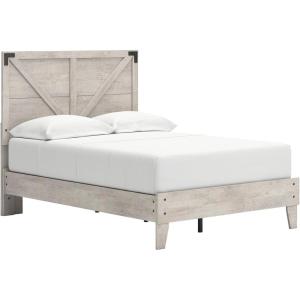 Signature Design by Ashley Socalle Contemporary Panel Platform Bed, Foundation or Box Spring Not Needed, Queen, Beige(Grey)