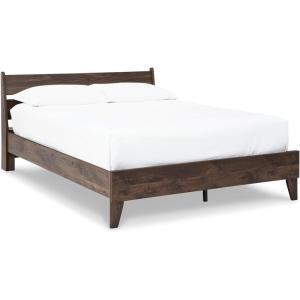 Signature Design by Ashley Socalle Contemporary Panel Platform Bed, Foundation or Box Spring Not Needed, Queen, Beige(Mocha Brown)