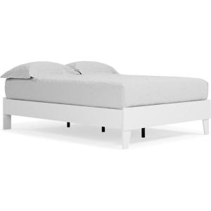 Signature Design by Ashley Socalle Contemporary Panel Platform Bed, Foundation or Box Spring Not Needed, Queen, Beige(White)