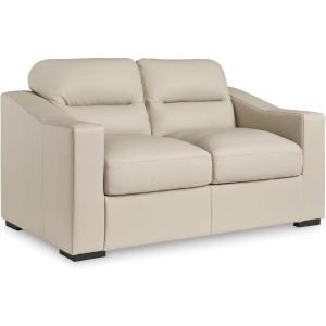 Signature Design by Ashley Treasure Trove Contemporary Leather Match Loveseat, Beige