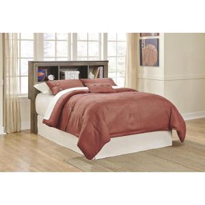 Signature Design by Ashley Trinell Rustic Bookcase Bed with Storage and Nailhead Accents, Foundation or Box Spring Not Needed, Full, Dark Brown(Full Bookcase Bed with Storage)