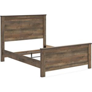 Signature Design by Ashley Trinell Rustic Bookcase Bed with Storage and Nailhead Accents, Foundation or Box Spring Not Needed, Full, Dark Brown(Queen Panel Bed)