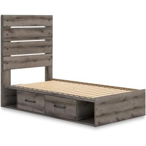 Signature Design by Ashley Urbanoore Rustic Panel Bed, Foundation or Box Spring Needed, Queen, Gray(Panel Storage Bed)