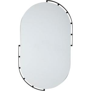Signature Design by Ashley Valkings Modern Wall Mounted Metal Framed Accent Mirror, Black