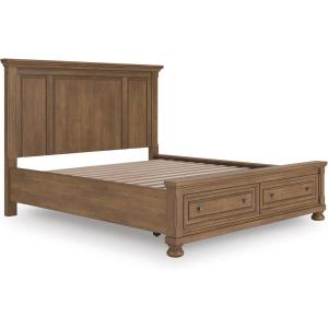 Signature Design by Ashley Vandenmore Traditional Panel Storage Bed, Foundation or Box Spring Not Needed, Queen, Dark Brown(California King Panel Storage Bed)