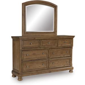 Signature Design by Ashley Vandenmore Traditional Panel Storage Bed, Foundation or Box Spring Not Needed, Queen, Dark Brown(Dresser and Mirror)
