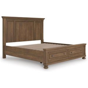 Signature Design by Ashley Vandenmore Traditional Panel Storage Bed, Foundation or Box Spring Not Needed, Queen, Dark Brown(King Panel Storage Bed)