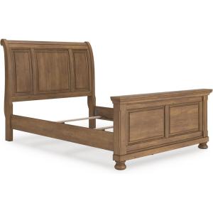 Signature Design by Ashley Vandenmore Traditional Panel Storage Bed, Foundation or Box Spring Not Needed, Queen, Dark Brown(Queen Sleigh Bed)