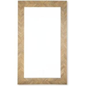 Signature Design by Ashley Waylane Casual Full Length Thick Framed Floor Mirror with Chevron Design, Light Brown