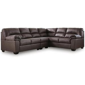 Signature Design by Ashley Whitlock L-Shape Left-Arm Facing Contemporary Faux Leather 3-Piece Sectional with Removable Cushion, Dark Brown(Umber)