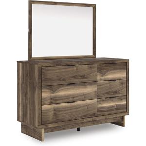 Signature Design by Ashley Zadilyn Mid-Century Modern Panel Platform Bed with Storage, Foundation or Box Spring Not Needed, Twin, Dark Brown(Medium Dresser and Mirror)